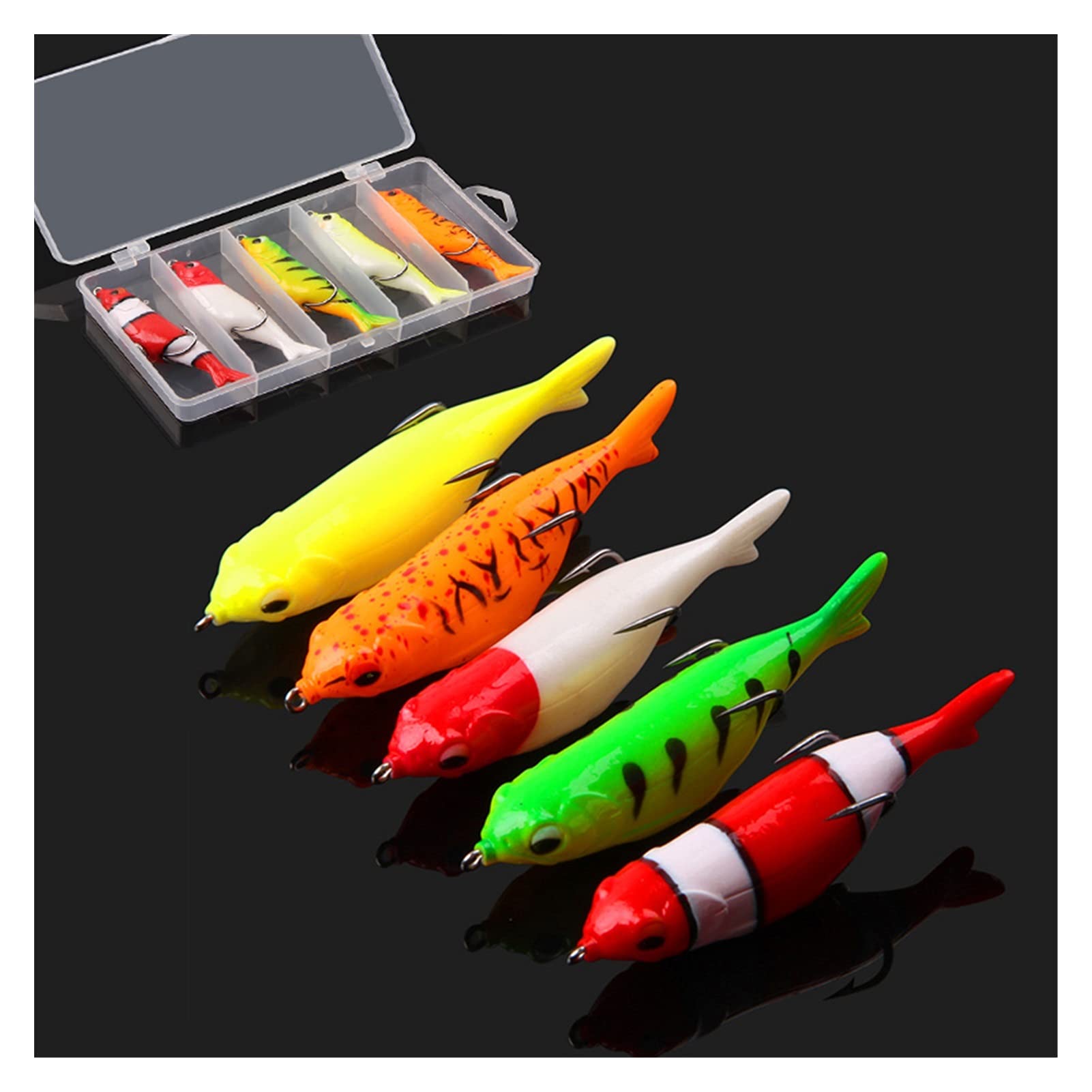 Kunstköder Fischereiköder Kit Silikon Schlangenkopfköder Top Wasser Künstliche Ray Köder für Forellen Bassköder Angeln 5pcs / Box Kunstköder Gummifische