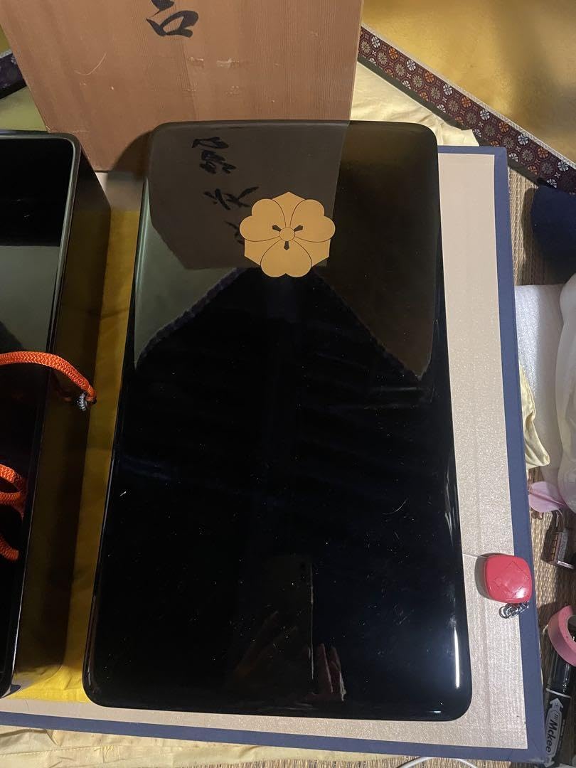 新品　保管品　輪島塗　慶塚漆器工房　定紋蒔絵　免状筥　文庫　共箱　黄色袋付き Amazon.co.jp: 輪島塗 慶塚漆器工房 定紋蒔絵 免状筥 文庫 共箱