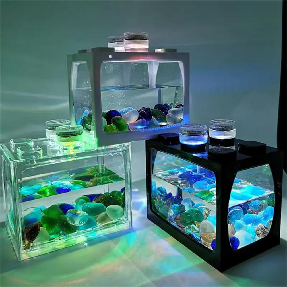 Amazon | 水槽 アクアリウム アクリル 透明 LEDライト付きミニ 