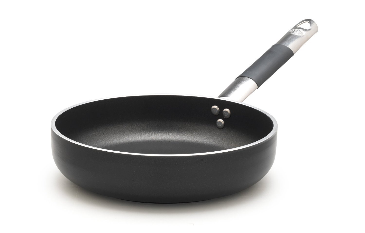 Pentole Agnelli ALSC2111SSPIC28 Alblack Pan Aluminum Pan, 5 mm Thickness, 10 mm Induction Bottom, with "Cool" Stainless Steel Tubular Handle, 28 cm, Black