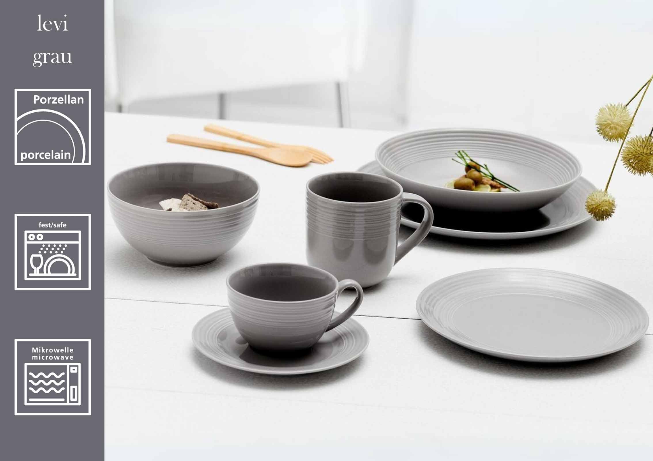 Ritzenhoff & Breker Levi - Copa de vino, porcelana, gris/blanco, 45x26x34 cm