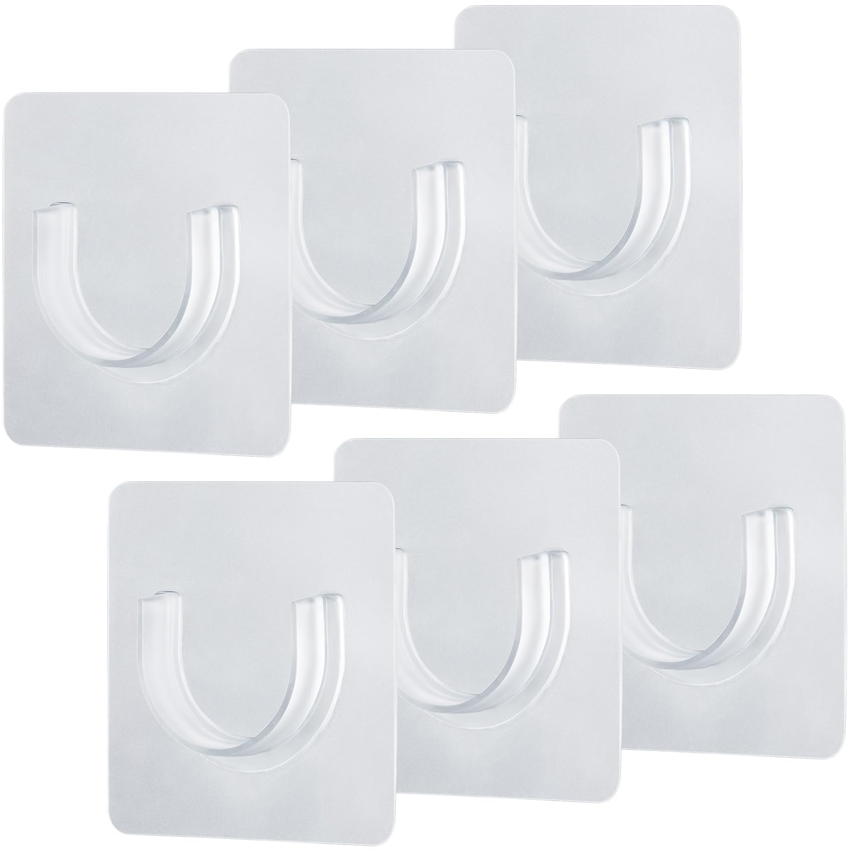 Joez Wonderful 6pcs Curtain Rod Holders No Drilling, Adhesive Shower Curtain Rod Holder for Wall, Clear Tension Rod Holder Invisible Rod Retainer, Transparent Wall Mount Holder for Shower Curtain Rod