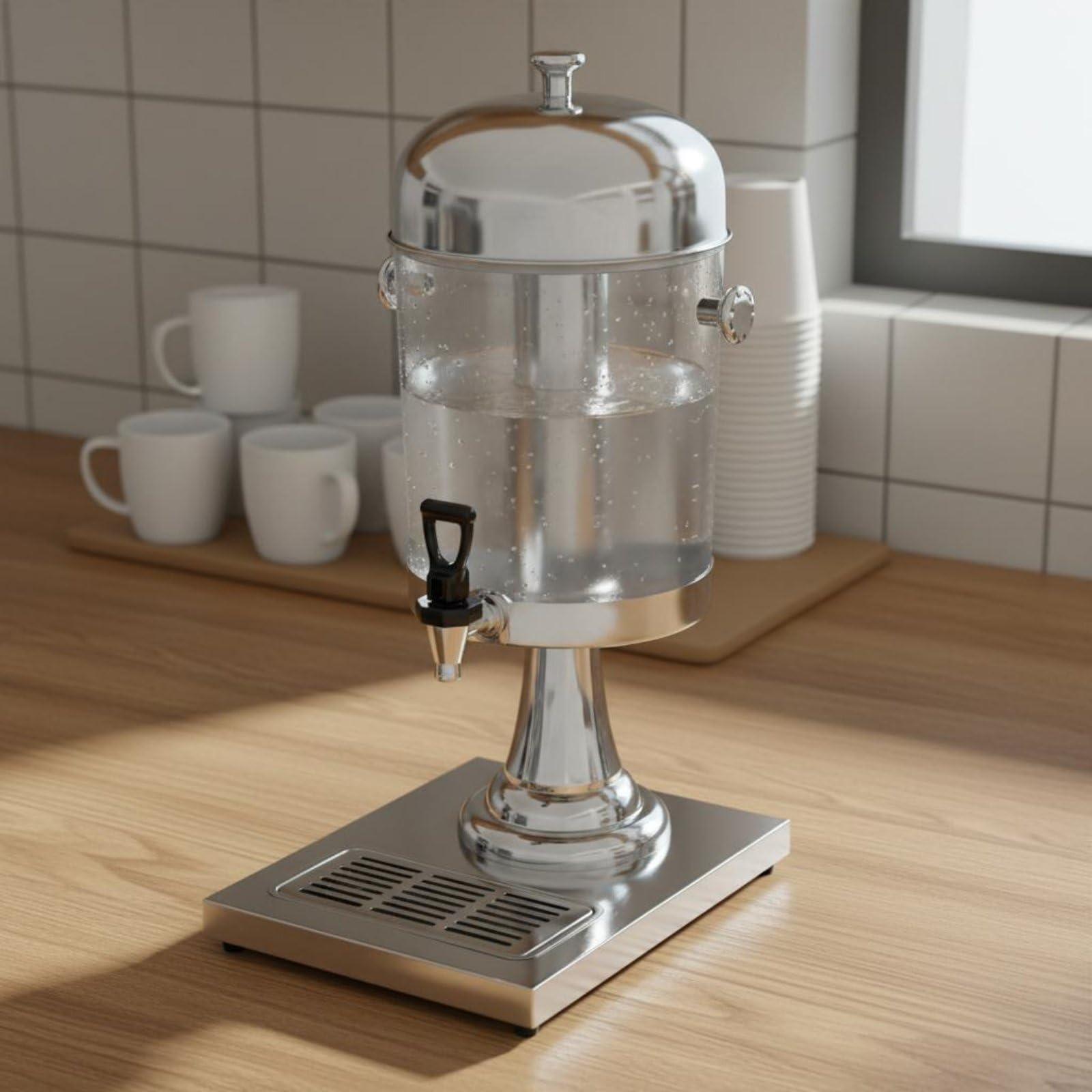 de Bebidas Dispensador de Iced Tea Máquina de Bebidas Contenedor PC Transparente Construcción Acero Inoxidable Adecuado para Servicios de Desayuno Cafeterías Comedores Reuniones, Gold