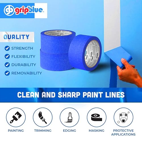 Miniatura 2 de Blue Painters - Cinta adhesiva azul de 2 pulgadas de ancho (3 rollos de 1.88 pulgadas x 60 yardas), cinta adhesiva azul para pintar paredes,