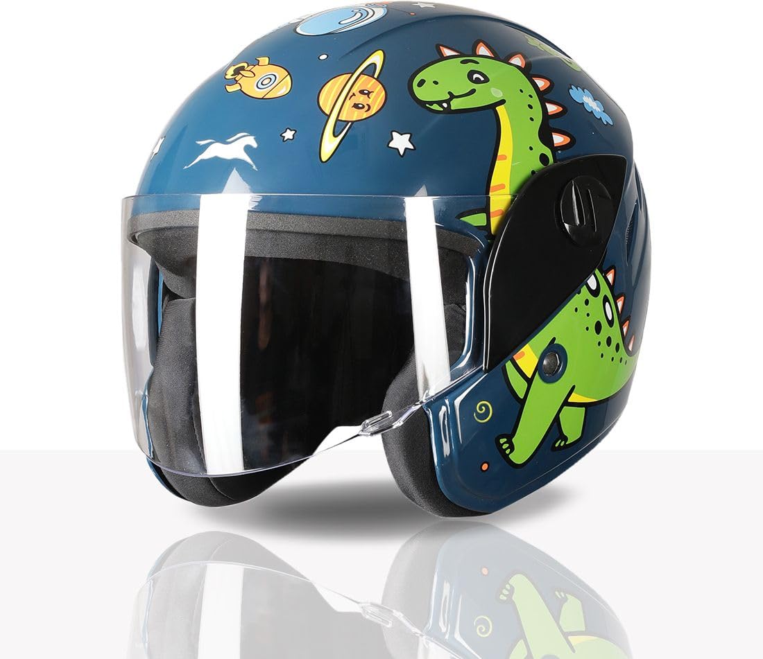 TVS Moto Jr. Kids Helmet |Fun Glow in The Dark Graphics | Lightweight ISI Certified ABS Shell| Removable Cheek Pads | Ideal for Cycle Scooter Daily Ride Comfort & Protection-image-10