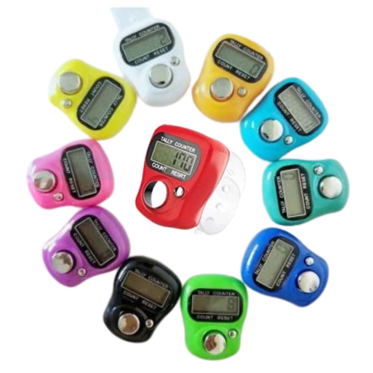 MATSY Finger Counter (Pack of 10), Digital Finger Tasbeeh, Finger Digital Tally Counter, Hand Counting, Finger Clicker Ring (Pack of 10)