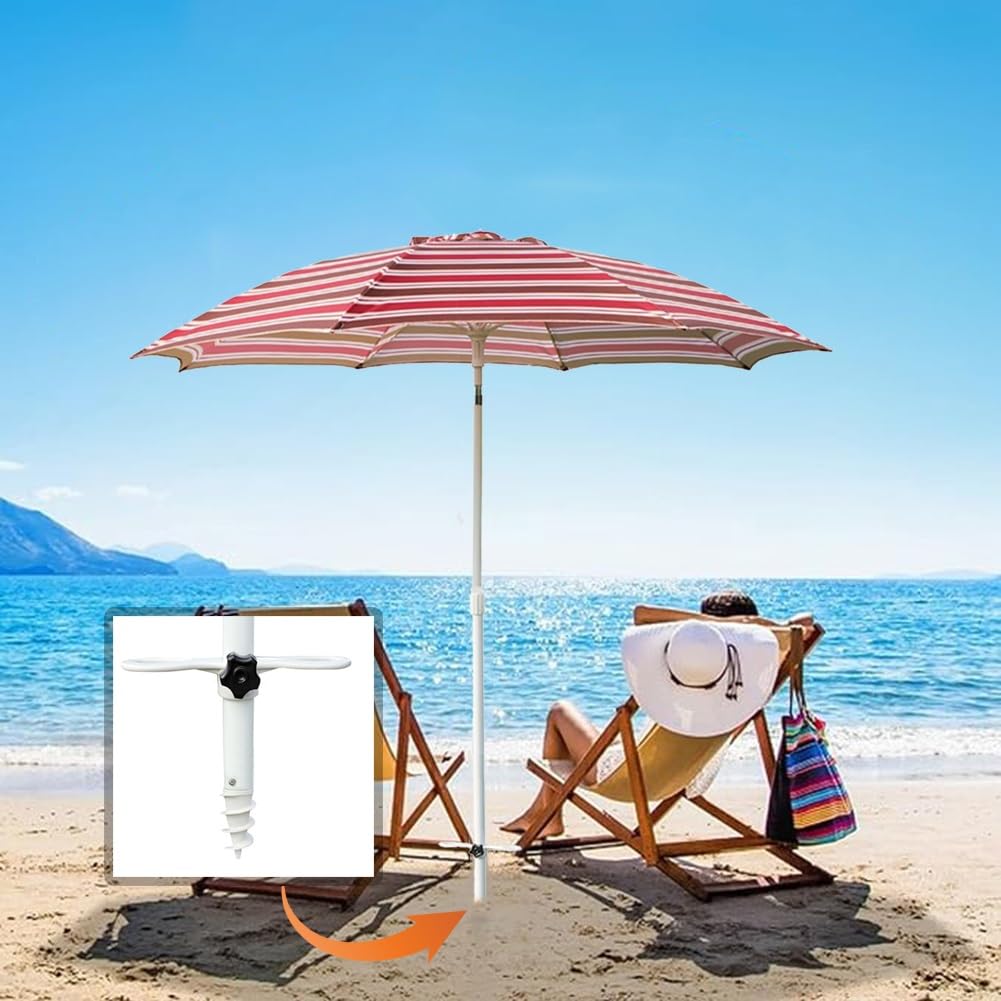 Parasol tarasowy 2,1 m, ochrona przed promieniowaniem UV, parasol z aluminiowym drążkiem i regulacją nachylenia, 8 żeber do ogrodu, na plażę i trawnik