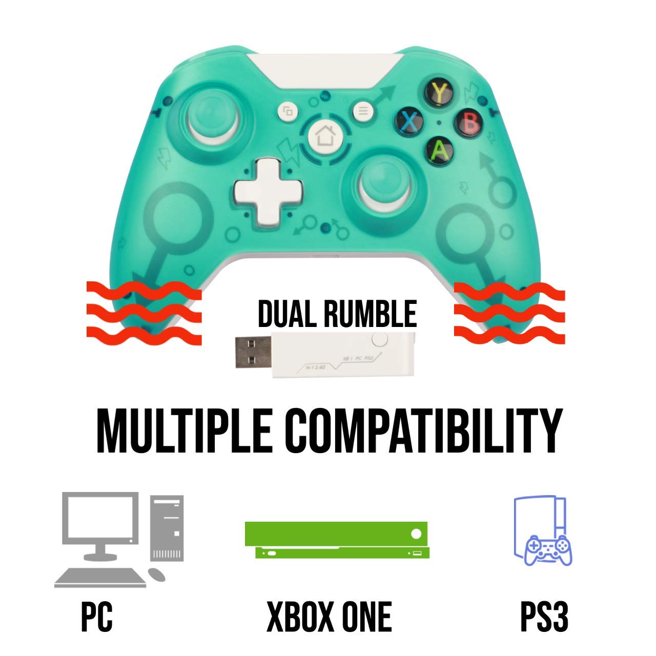 Chasdi Xbox One Wireless Controller Compatible with Xbox one, S, X, Series X S, PS3 and PC with 2.4Ghz Connection (Black)