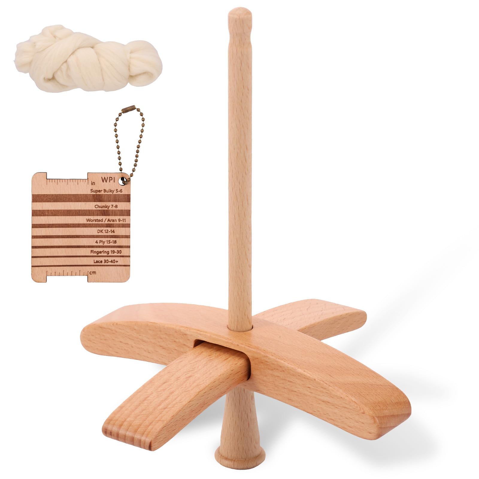 Ghshanog Style2 Wood Drop Spindle,Weaving Spinner Tool,Turkish Spindle Yarn Making Kit,Top Whorl Yarn Spindles Spin Hand Wool Starter Spinner Kit For Felting Weaving Crochet(Style2)