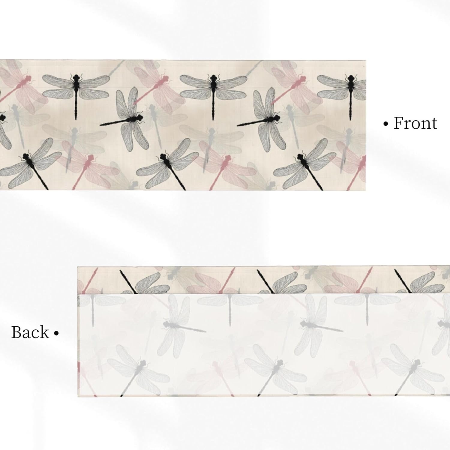 Valance for Windows Watercolor Black Gray Pink Dragonfly Decorative Rod Pocket Kitchen Curtain Valances Short Window Valance Curtains for Living Room Bedroom Bathroom 1 Panel 54x18Inch