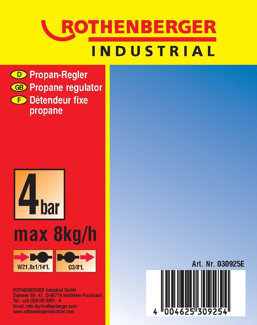 ROTHENBERGER Propan-Regler für Anwärmbrenner & Abflammgeräte | 3/8“ Anschluss | Für DE/AT 5- & 11kg-Flaschen