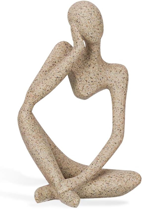 Trycooling The Thinker Statue Abstract Sculpture Resin Statues for Home Decor Modern Home Office Desktop Shelf Bookshelf Decor (Left)
