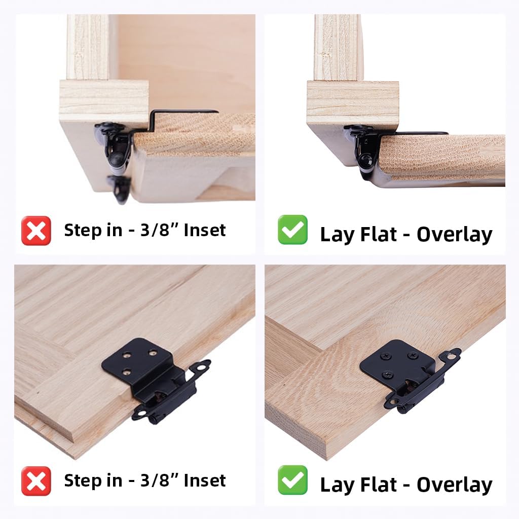 DecoBasics Oil Rubbed Bronze Cabinet Hinges for Kitchen Cabinets (25 Pair -50 Pcs) -1/2" Overlay (Variable) -Self Closing Kitchen Cabinet Hinges Flush Mount w/Silicon Bumpers & Upgraded Screws