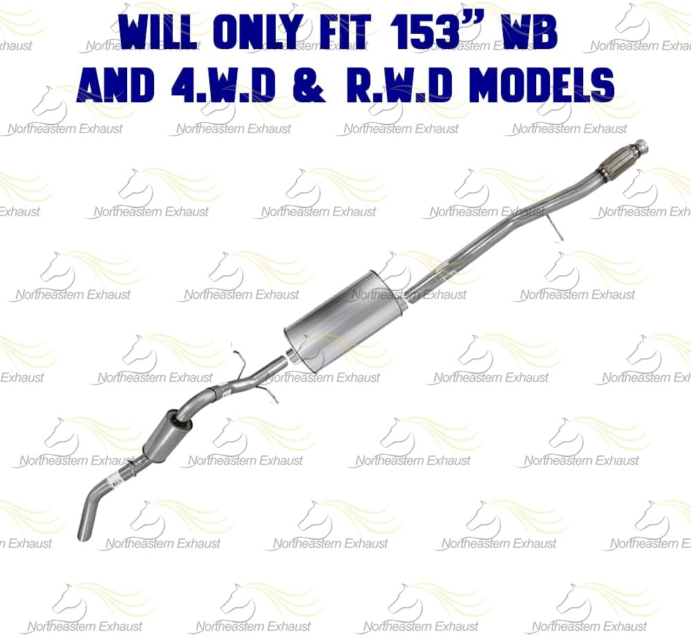 Exhaust Pipe Muffler Tail Pipe System Kit Compatible with Chevy Silverado 1500 2014-2018 5.3L | GMC Sierra 1500 2014-2018 5.3L | Stainless Steel | Northeastern Exhaust | Includes Clamps & Hanger