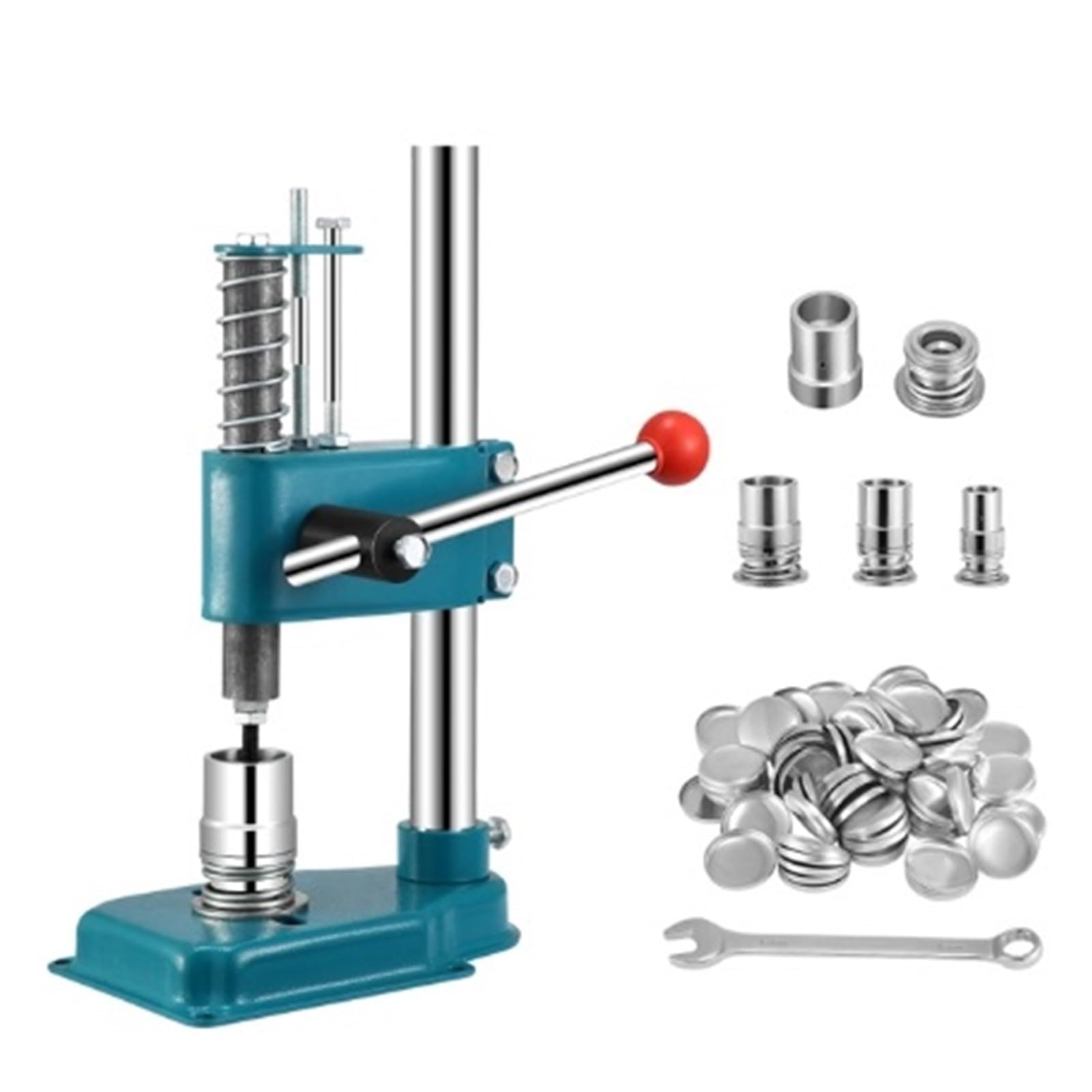 Máquina para hacer botones, herramienta de bricolaje para insignias cubiertas de tela, 18-30 mm, incluye 300 botones, fabricación fácil y rápida de insignias