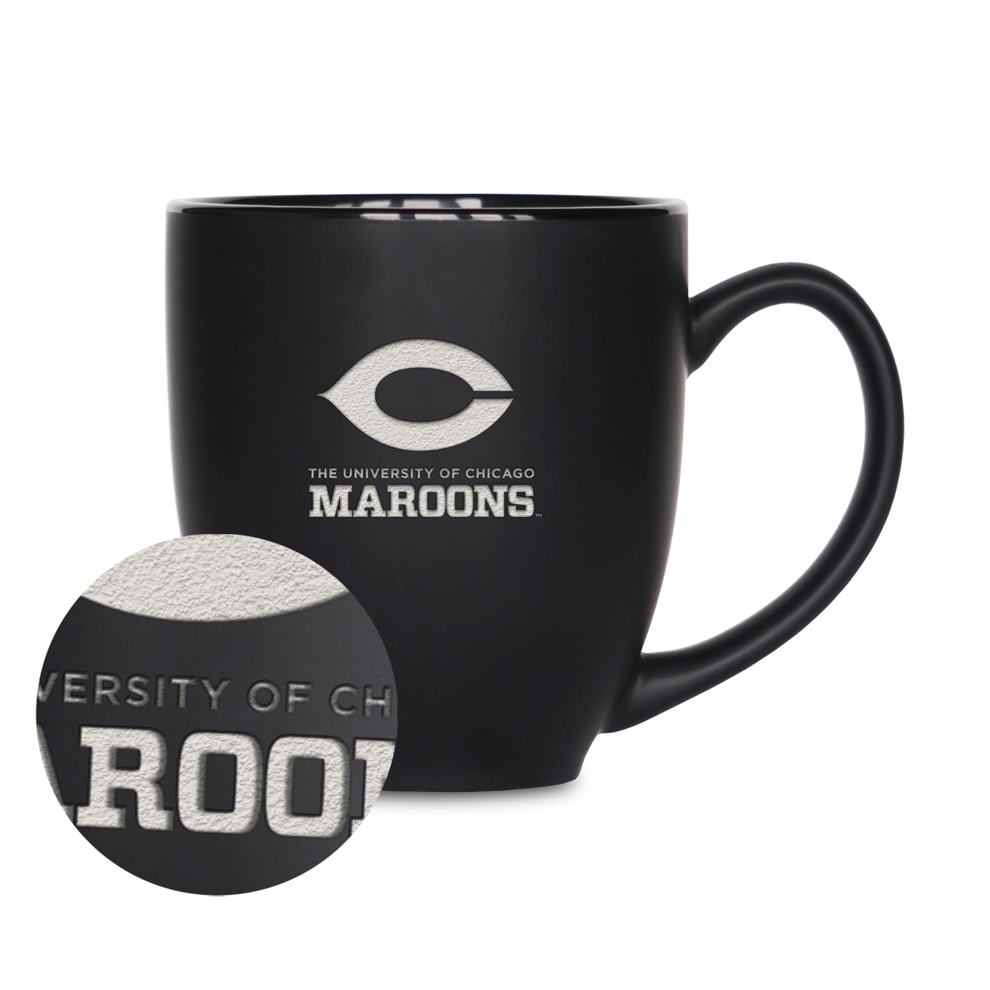 Tasse de bistrot Chicago Maroons Rico Industries en céramique noire mate 445 ml
