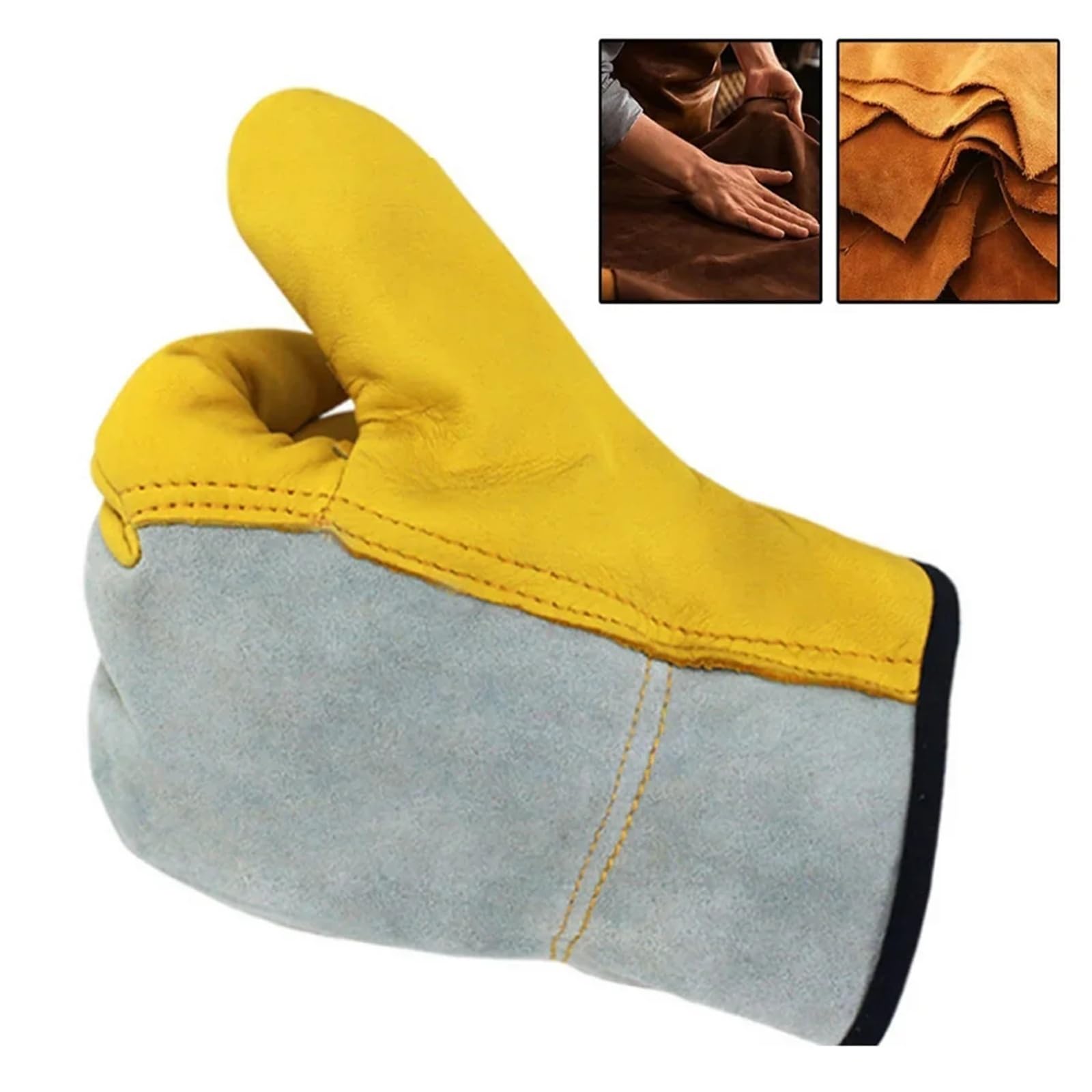 Compatibile con guanti da lavoro edili da uomo Guanti di protezione di sicurezza ignifughi in pelle for saldatura e uso industriale(M)