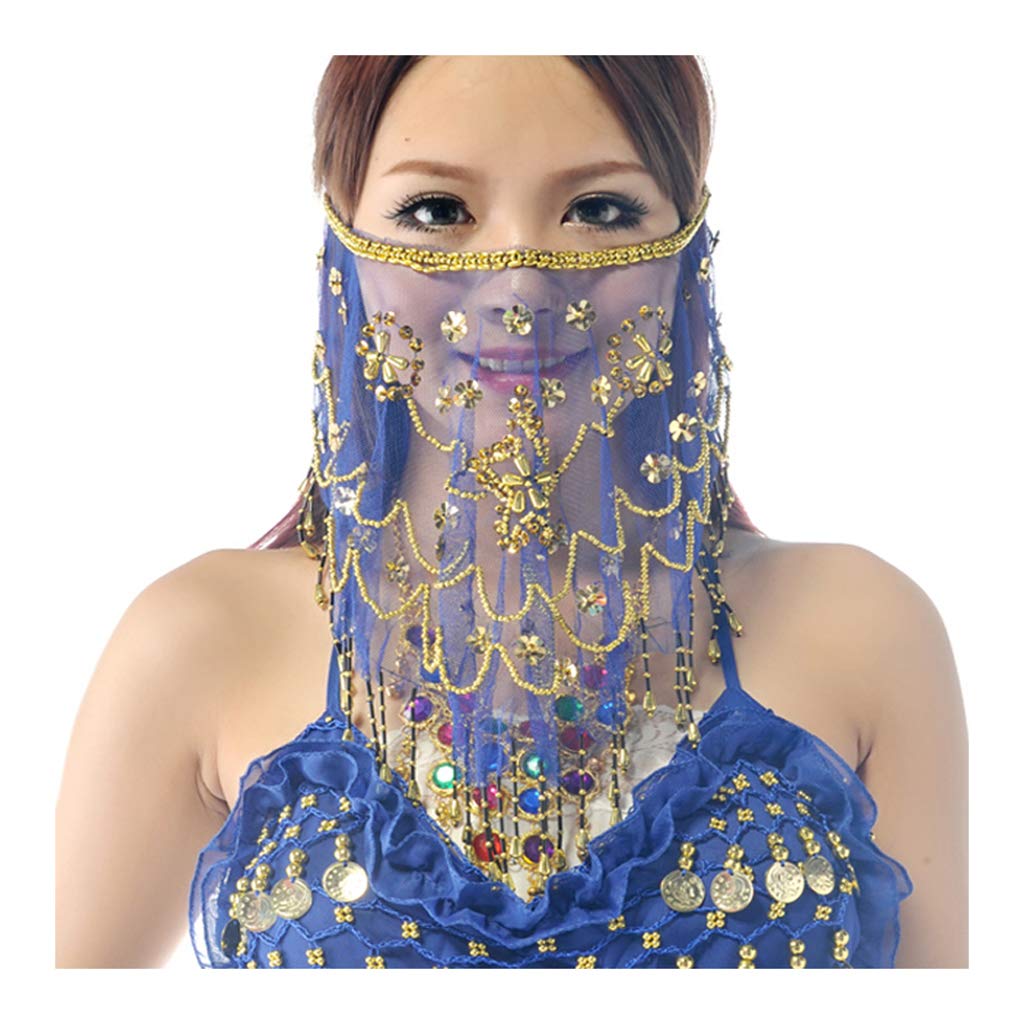 WuchiealWuchieal Women's Belly Dance Tribal Face Veil With Halloween Costume Accessory