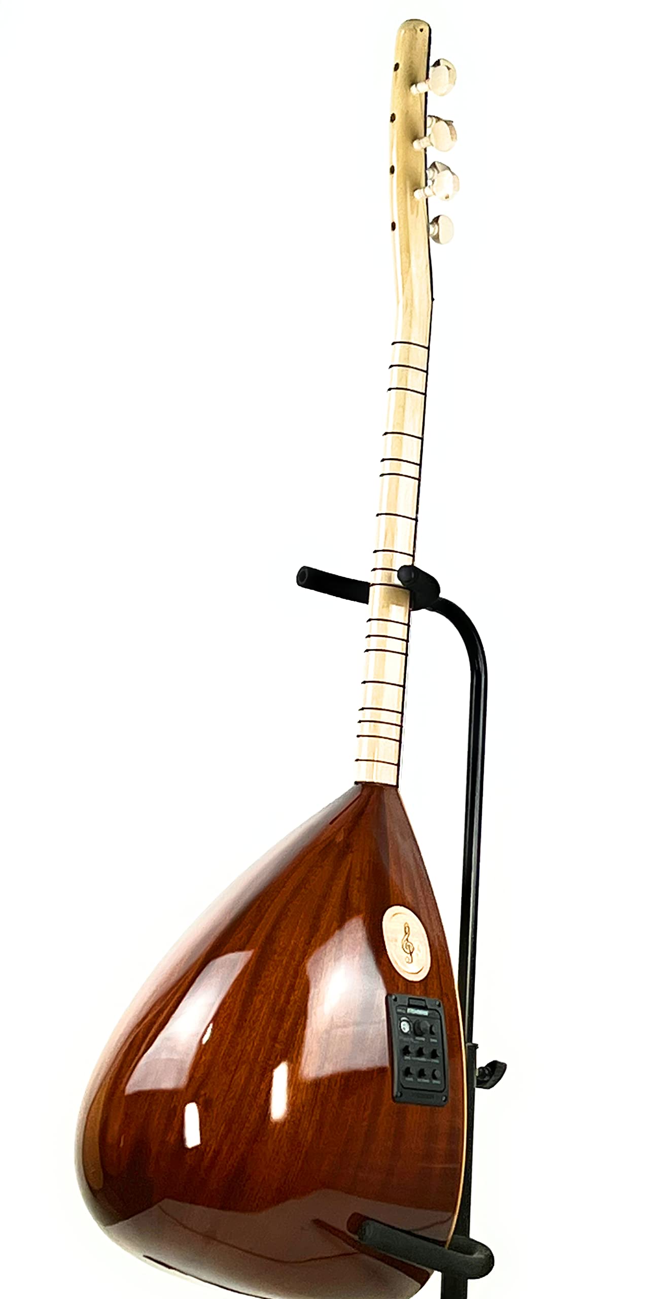 Melody Saz Baglama Profesyonel maun kisa kol Accordeur avec pochette Fishman Equalizer Marron