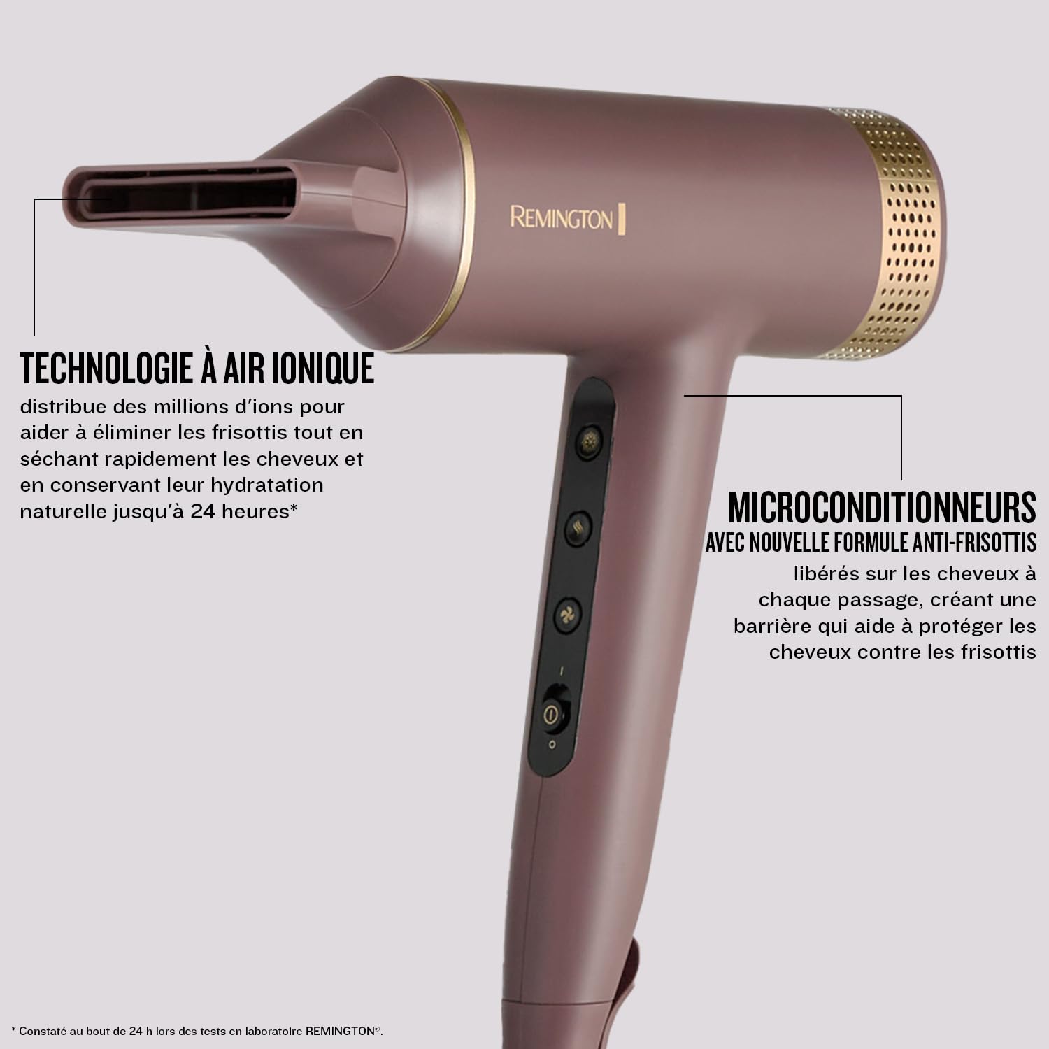 Remington AIRvive Sèche-cheveux (Moteur numérique silencieux léger, 110 000 tr/min, séchage rapide) Concentrateur, diffuseur (Technologie Ionique et anti-frisottis,12 réglages chaleur-vitesse) EC8930