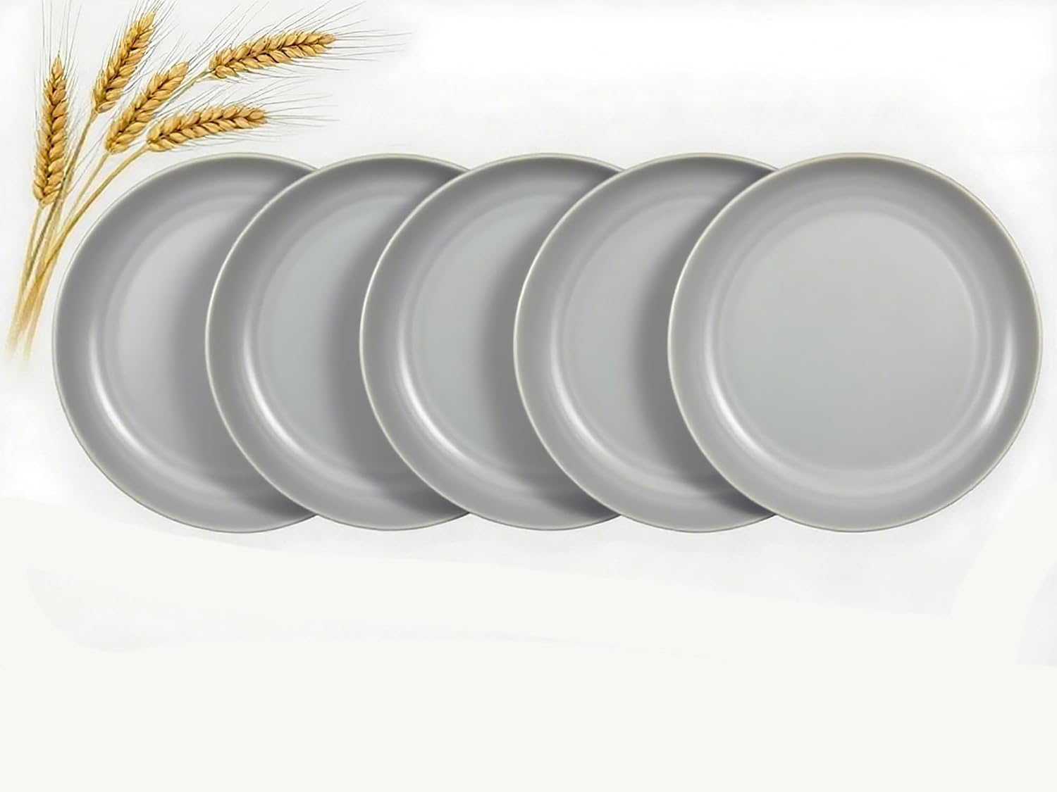 7.8 Inch Wheat Straw Dinner Plates Set of 5, Lightweight Unbreakable Dish Sets, Dishwasher & Microwave Safe - Plastic Plates Reusable-Perfect for Camping, Picnic, BPA Free (Green)