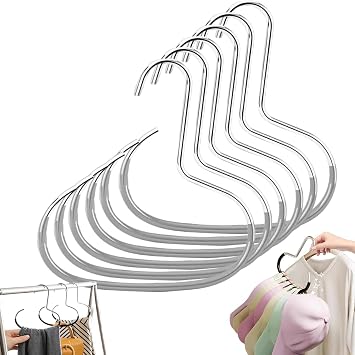 Durable Steel Hangers Maximize Closet Space with Versatile Storage, Multifunctional Stainless Steel Hat Hangers, Heavy Duty Space Saving Closet Organizer for Hats, Scarves, Belts Gray,6PCS