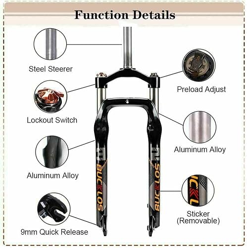 Bucklos 26 Inch Bike Fat Fork 4.0 Tire With Star Nut, Travel 100Mm Mtb Suspension Fork 1-1/8In Straight Tube Threadless With Bicycle Headset Screw, Fit Snow/Mountain/Beach Bicycle Am/Xc/Fr #TOP1