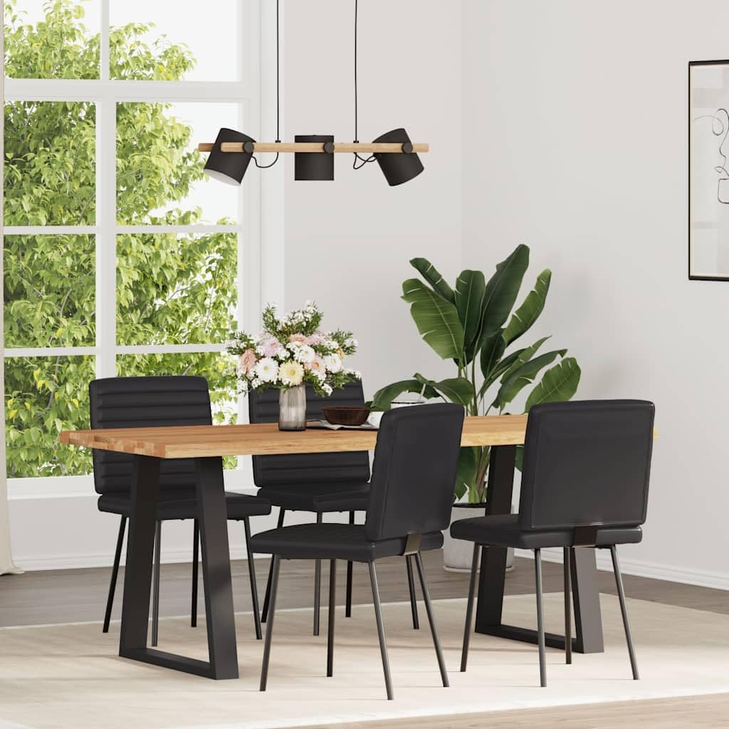 vidaXL Dining Chairs 4 pcs Black Faux Leather, Dinner Chair, Kitchen Chair, Dining seat, Chair, Living Room Chair, Accent Chair, Side Chair