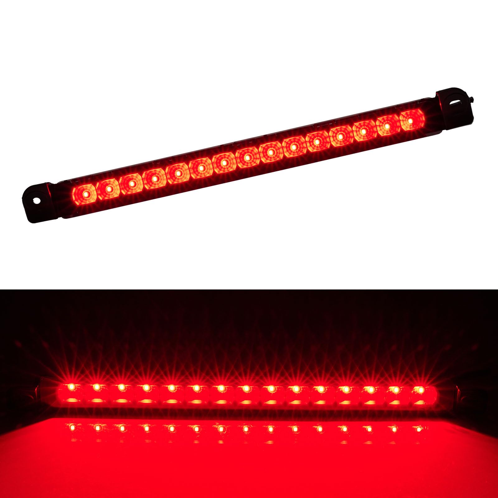 Third 3rd Brake Light LED for 2001 2002 2003 2004 Nissan Pathfinder, High Mount Rear Brake Lights Assembly for 01 02 03 Infiniti QX4, Waterproof Center Cab Lamp Stop Light (Black)