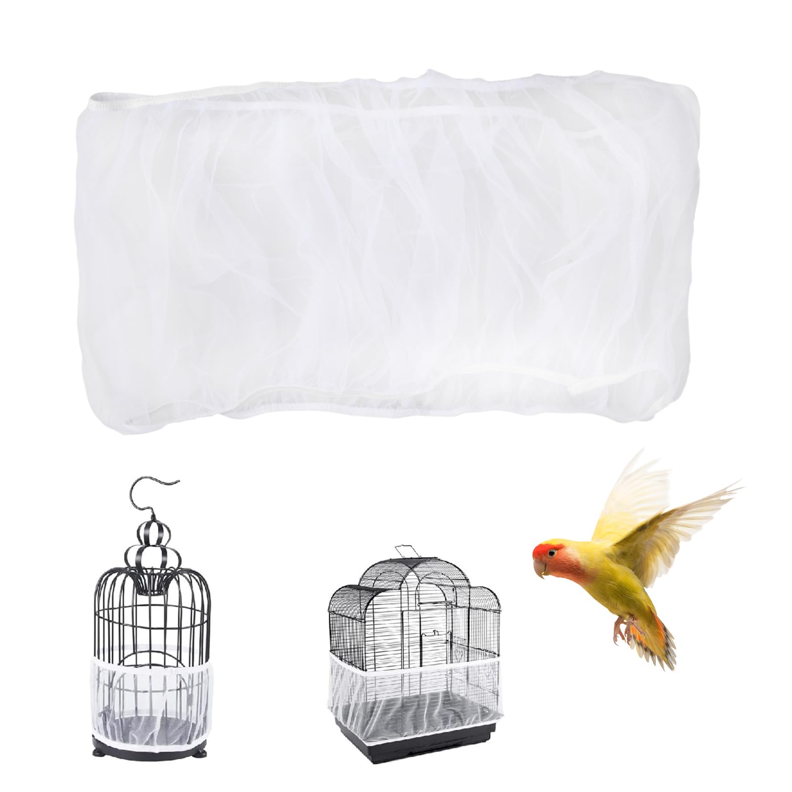 Cubierta Jaula de Pájaros, Rejilla Jaula para Loros, Cubierta de Malla para Jaula de Pájaros, Funda para Jaula de Pájaros, Jaula Protectora para Pájaro Loro para jaulas Circunferencia de 116 – 170 cm