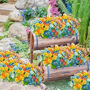 Uieke 6PCS Artificial Flowers for Outdoors UV Resistant Fake Daisy Mums Flowers Outdoor No Fade Greenery Shrubs for Indoor Outside Home Wedding Office Garden Porch Spring Decor
