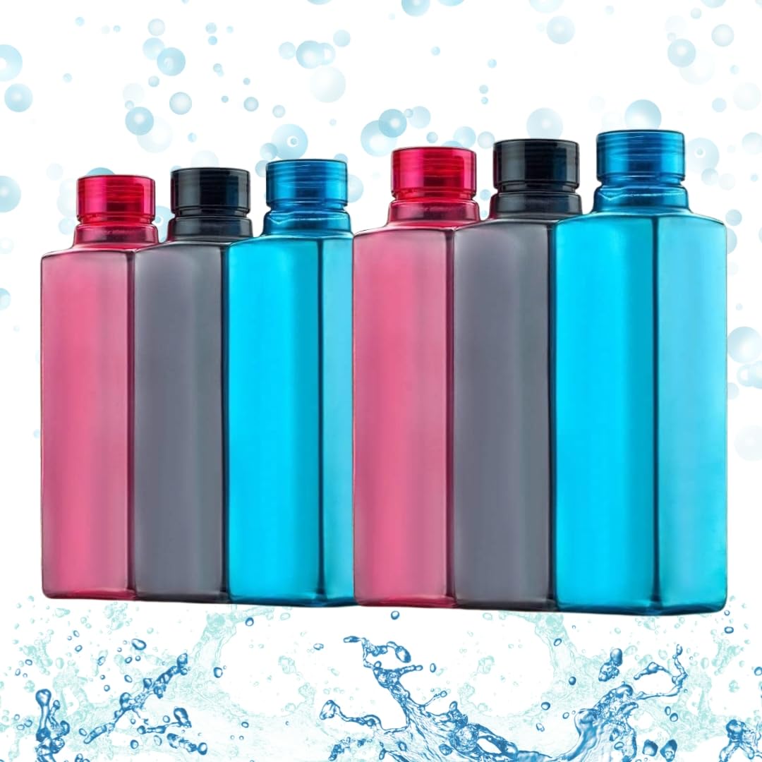 Transparent Square Water Bottles - Pack of 6 -9