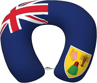 Flag of The Turks and Caicos Islands Print Cervical Neck Pillow, Premium Airplane Travel Essentials During Air Travel and Long Flights