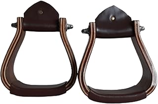 Wooden Wide Western Leather Covered Stirrups, Wooden Bell Saddle Stirrups