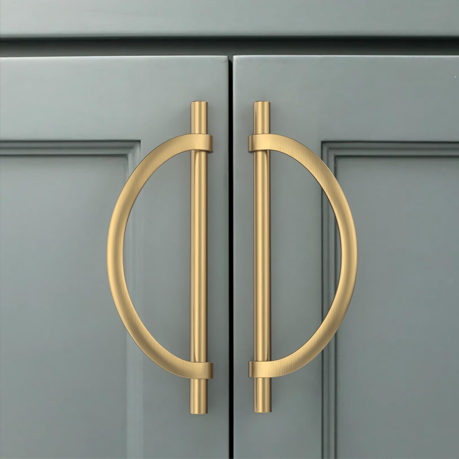 Amerdeco 10 Pack Champagne Bronze Cabinet Pulls 160mm Hole Center Cabinet Hardware Kitchen Cabinet Handles for Bathroom Drawer Pulls Dresser Pulls AM027