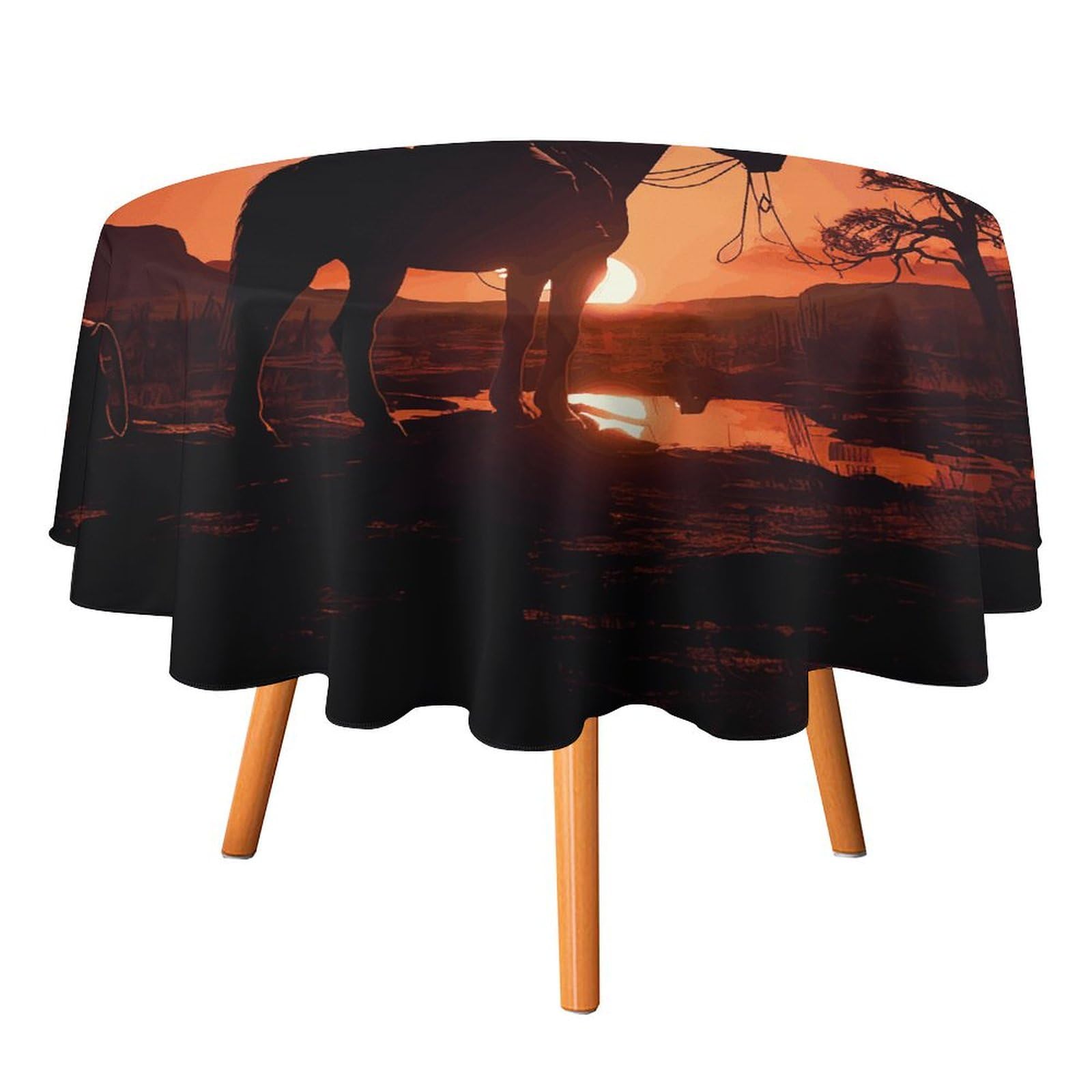 Nappe ronde Cowboy West de pique-nique et nappe de table extérieure automne