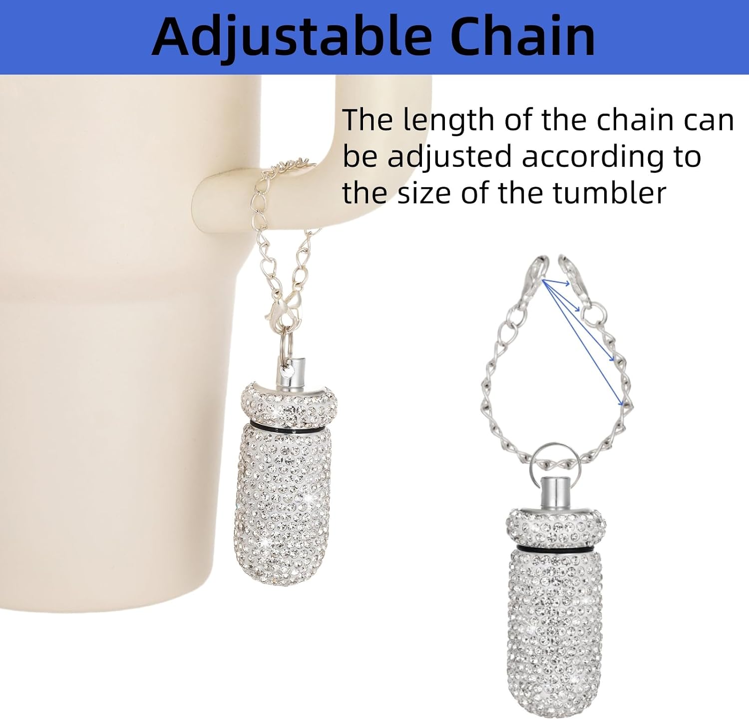 Pill Holder for Tumbler with Handle Bling Stanley Cup Accessories Pill Organizer for Stanley & YETI & Simple Modern & BrüMate (Peach) image 4