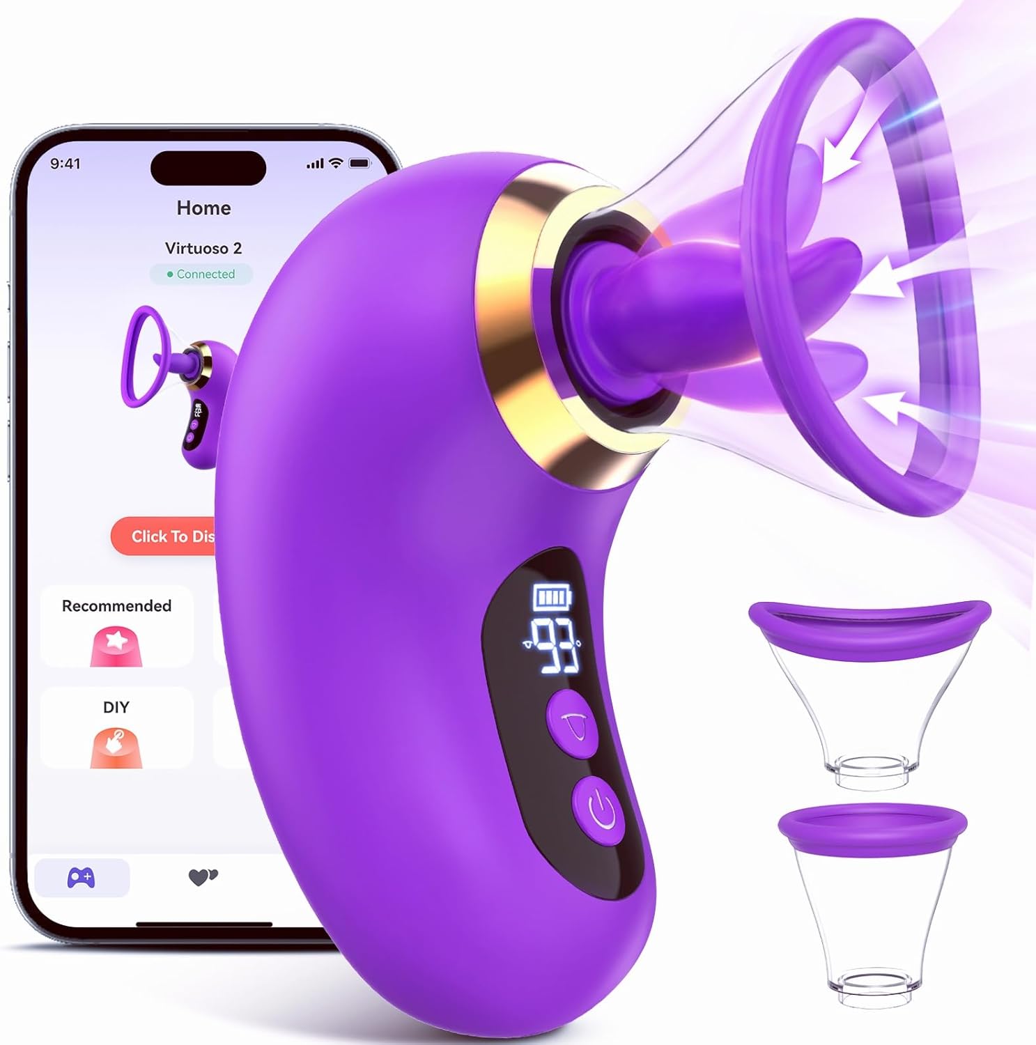 Rose Toy Adult Toys - 5IN1 AI APP Vibrator Sex Toys for Women Sucking Vibrator, 3 Sucking, 9 Tongue Licking & Vibrating Sex Toy, 2 Removable Cup LCD Display Clitoral Vibrators Sex Novelties