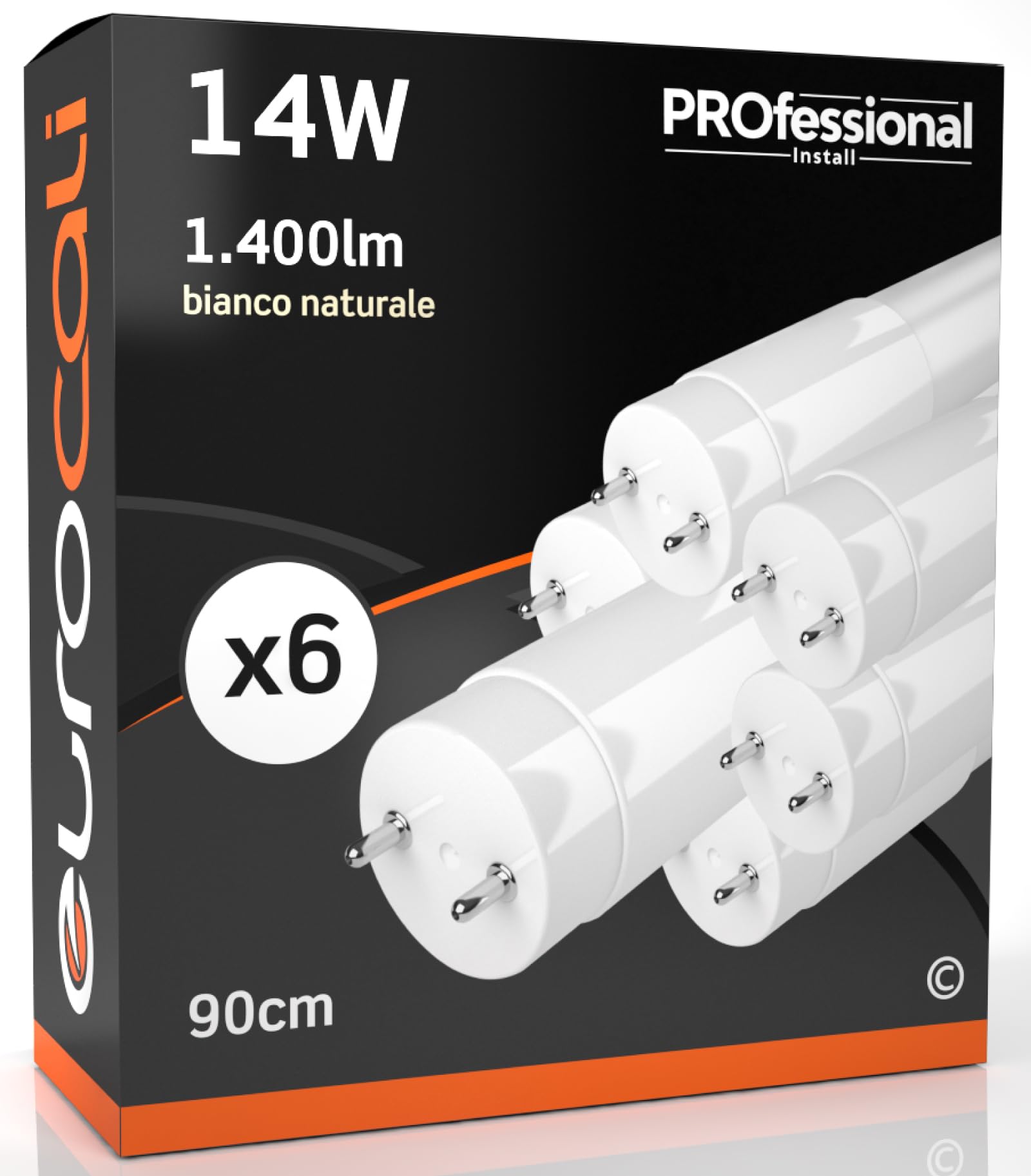Eurocali 6x Tubi LED 90cm G13 T8 14W 1400 lumen - Luce Bianco Naturale 4000K - Fascio Luminoso 160° - Sostituzione Neon