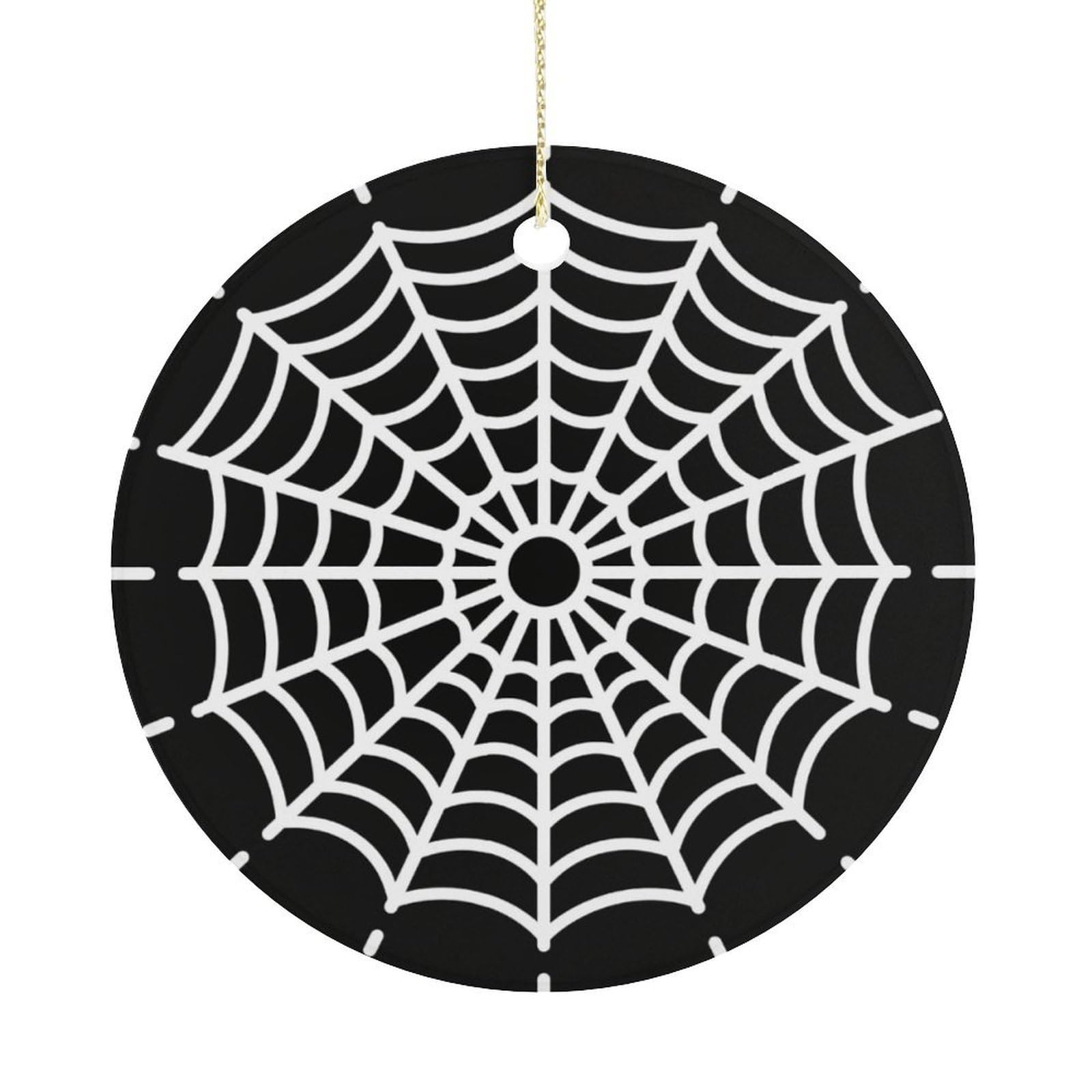 Personalized Christmas Ornaments 2025 Ceramic Hanging Spider Web Ornaments with Gold String Double-Sided Vintage Holiday Decorations for Tree Mantel Tabletop Xmas Party Favors
