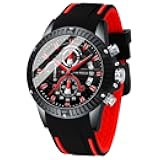 Men Watch, Chronograph Waterproof Sport Analog Quartz Watches Blue Silicon Strap Fashion Wristwatch for Men