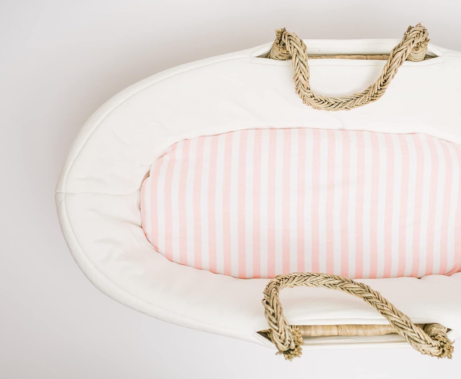 NODNAL CO. 3 Fitted Bassinet Sheets Pink Set for Baby Girl - 100% Oeko-TEX Cotton - Chevron, Polka Dot and Stripe - for Cradle/Moses Basket Hourglass, Oval & Rectangle Mattress Sheet