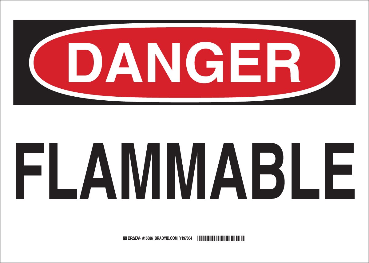 Panneau de danger Flammable Brady résistant pour sécuriser vos locaux