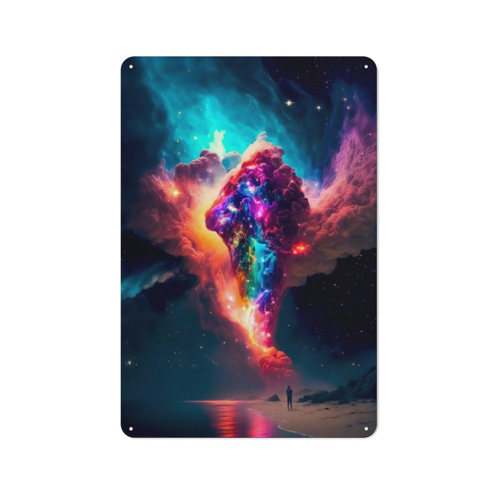Junmoney Cosmic Explosion Tin Sign 30X20cm For Workshop Wall, Rustic Wall Decor, Suited To Workshop Decor Fans