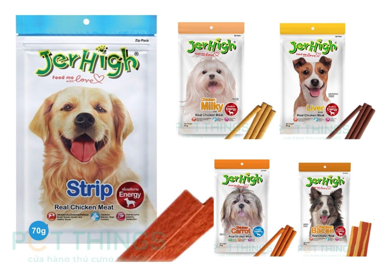 JerHigh Combo Flaouver (Carrot,Bacon,Strip,Milky,Liver) Healthy and Fresh Human Grade High Protein Chicken Stix, Dog Treats Stick for All Life Stages Suitable. 70g Pack of 5 (B0CL2QVJ15) Amazon Price History, Amazon Price Tracker