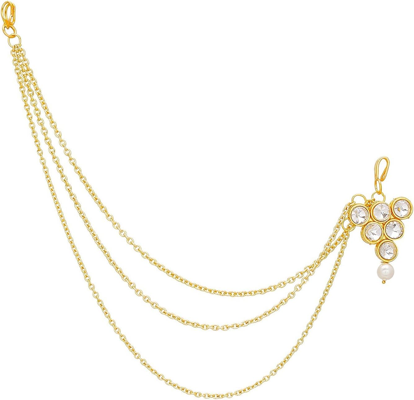 Hair Jewellery Traditional Bridal Wedding Gold Pearl Chain Mathapatti Necklace Maang Tikka Jewellery Set for Women Girls- Maang Tikka-A7106