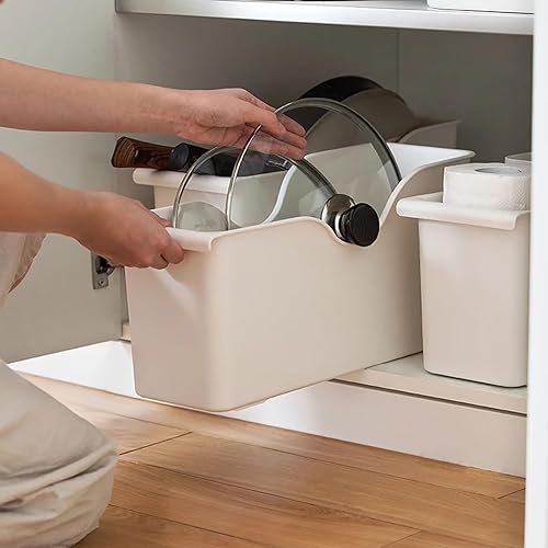 Miniatura 4 de Organizadores y almacenamiento de gabinetes de cocina, soporte de plástico para ollas, soporte para ollas con ruedas, organizador de despensa, cesta