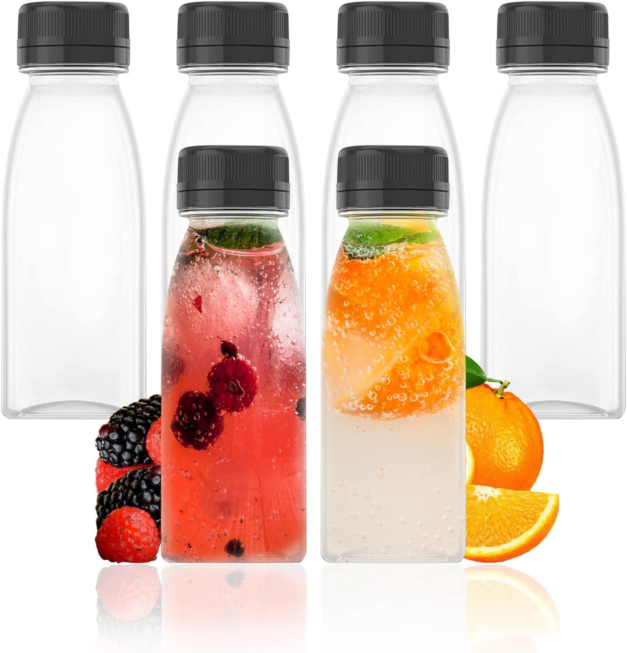 4 Oz Plastic Bottles with Caps, Juice Containers With Lids For Fridge