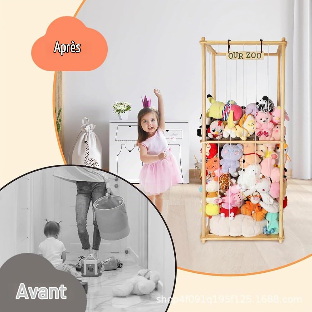 Étagère de rangement pour jouets câlins, fabriquée en PVC, fabriquée en bois véritable, peu encombrante, grande capacité, convient pour salle de jeux, chambre à coucher, chambre d'enfant, pièces