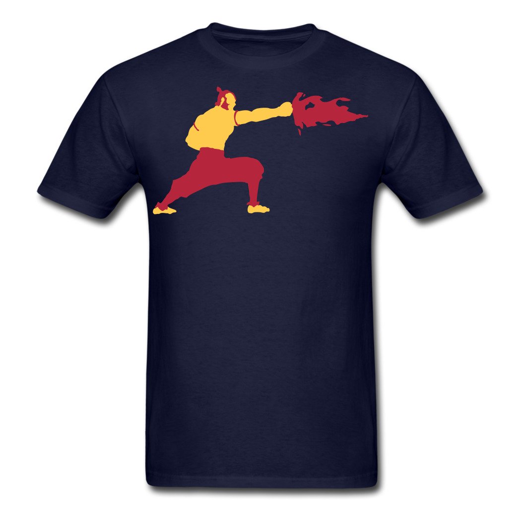 Lanqi Cheap Men's Fire Bender T-Shirts Navy XXL